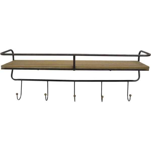 Wooden Metal Wall Shelf with Hooks – FORPOST TRADE INC.