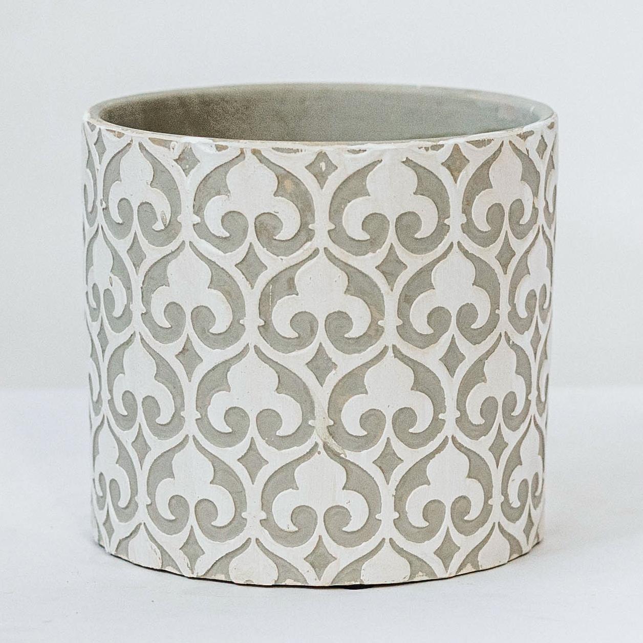 Cement Flower Pot, Fleur-de-lys, Grey – FORPOST TRADE INC.
