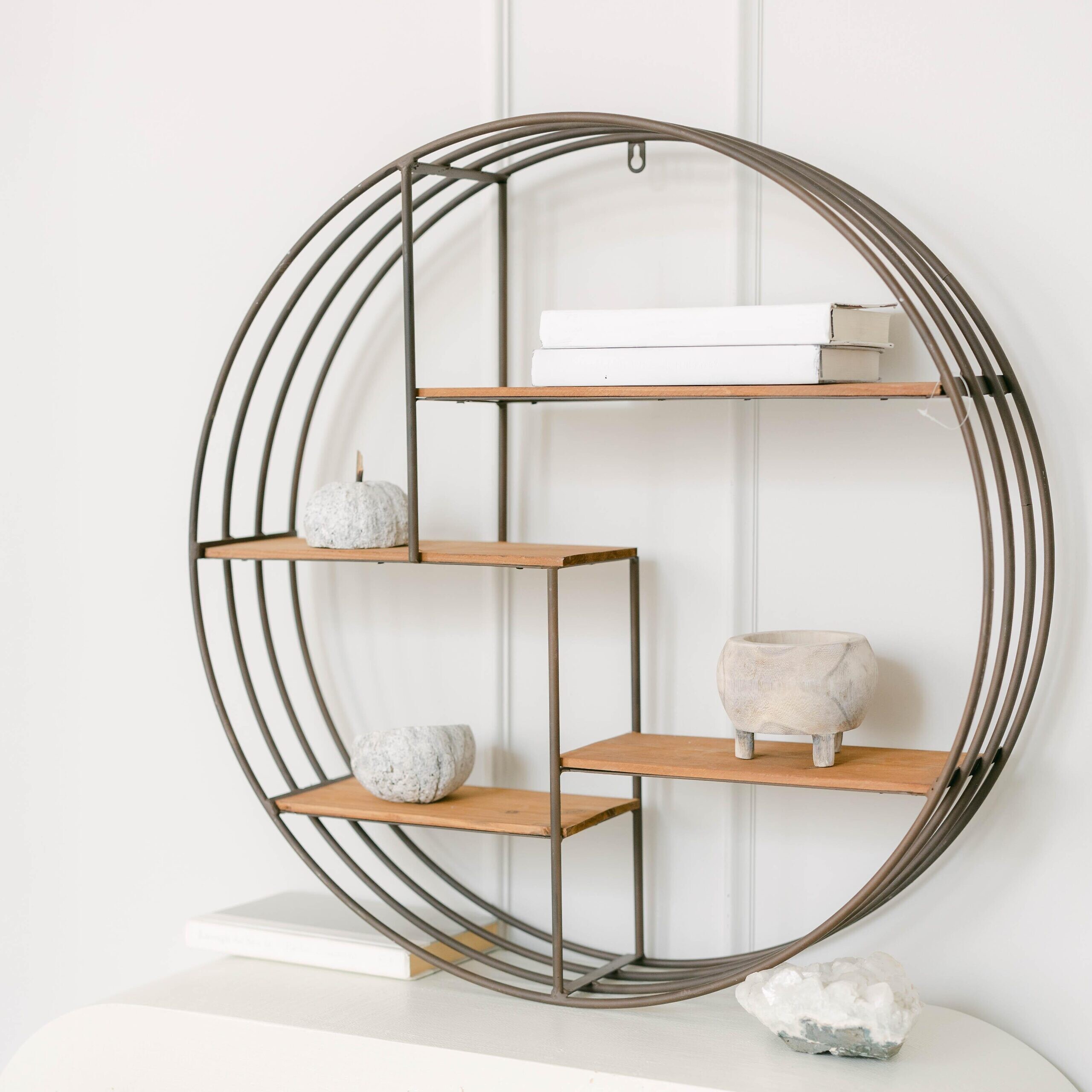 Wooden Metal Wall Shelf with Hooks – FORPOST TRADE INC.