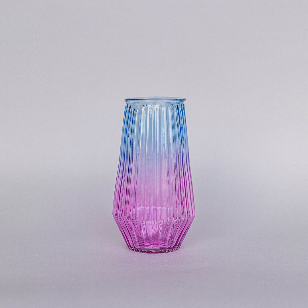 Glass Vases, Ribbed, Multicoloured